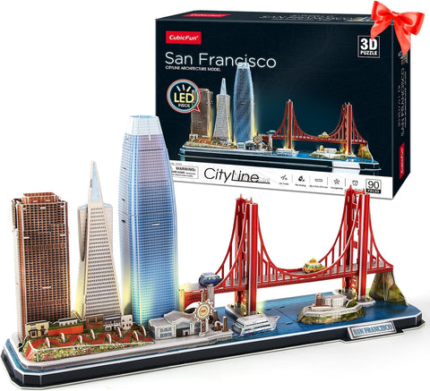 CubicFun 3D Puzzles for Adults Gifts Christmas LED San Francisco City Line