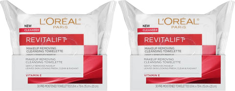 L'Oreal Paris Revitalift Makeup Removing Facial Cleansing Towelettes with Vitamin E 30 ct. (Pack of 2) - Personal Care