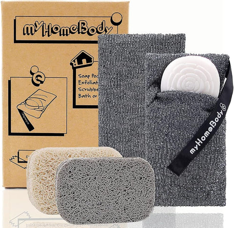 Myhomebody Soap Pocket for Gentle Exfoliating, Light Blue, Gray - - Personal Care