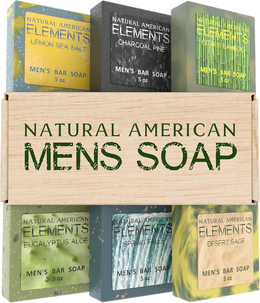 Natural AMERICAN SOLDIER Mens Bar Soap - Masculine Scents, 100% Natural Soap for Men - Essential Oils, Organic Shea Butter - Made in USA, Man Body Wash - 5 oz