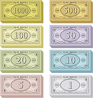 800 Pcs Fake Money,Play Money For Kids Teaching,8 Denomination,Prop money