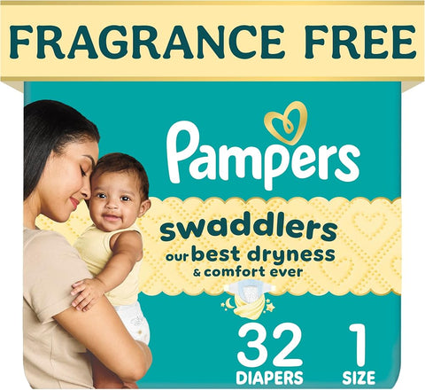 Pampers Swaddlers Diapers, Size 1 (8-14 lbs), , Fragrance Free, Hypoallergenic, Absorbent, Pediatrician Recommended, Skin Safe - Perfume - Beauty