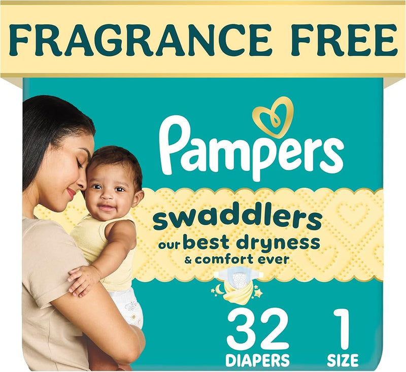 Pampers Swaddlers Diapers, Size 1 (8-14 lbs), , Fragrance Free, Hypoallergenic, Absorbent, Pediatrician Recommended, Skin Safe - Perfume - Beauty