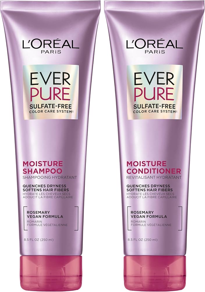 L'Oreal Paris EverPure Moisture Shampoo and Conditioner Set, Sulfate-Free Hair Care for Dry or Color-Treated Hair with Rosemary Botanicals, 17 Fl Oz Set