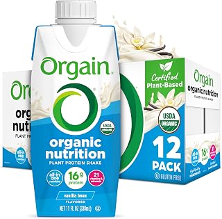 Orgain Organic Nutritional Vegan 16g Protein Shake, Vanilla, 11 oz, 12pk