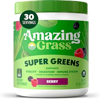 Amazing Grass Super Greens Powder Berry, 30 Servings, 8.5 oz
