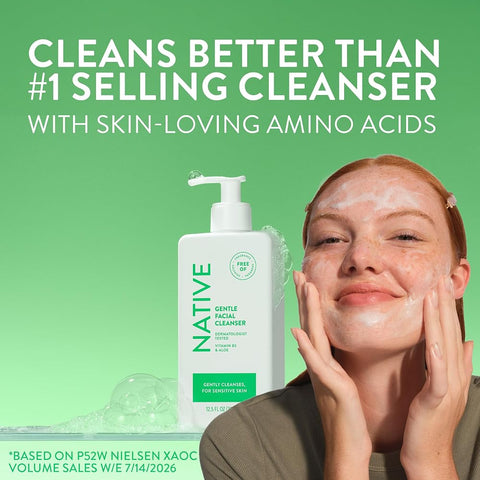 Native Gentle Face Wash for Sensitive Skin, Vitamin B3 + Aloe, 12.5 fl oz - Personal Care