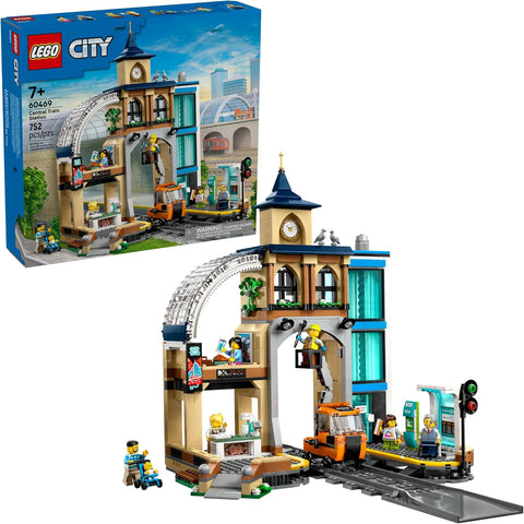 LEGO City Central Train Station Building Toy - Multi-Level Pretend Play Set for Boys & Girls, Ages 7+ - Building Blocks for Kids - Gift Idea for Birthdays - 60469