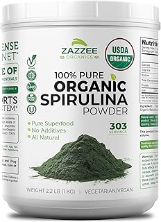 Zazzee USDA Organic Spirulina Powder, 2.2 Pounds (1 KG), 303 Servings