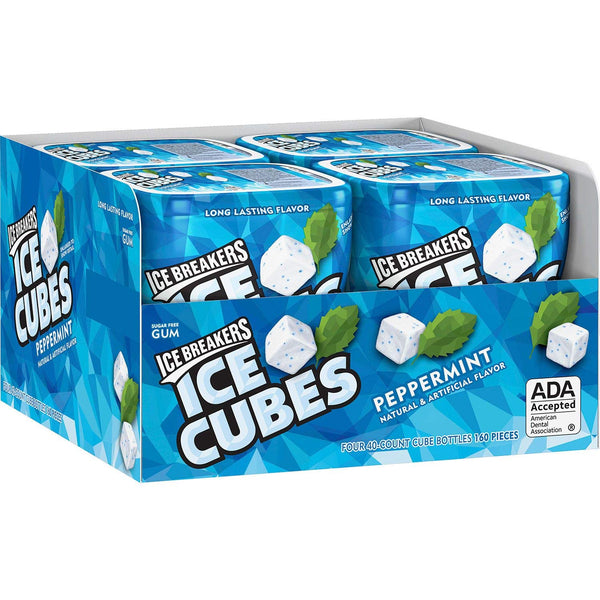 Ice Breakers Ice Cubes Gum, Peppermint (4 Count, 40 pc. ea.) (2 Pack)