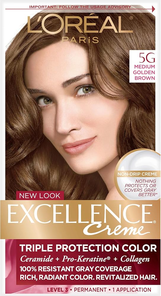L'Oreal Paris Excellence Creme Hair Color, Medium Golden Brown (Pack of 3) - Personal Care
