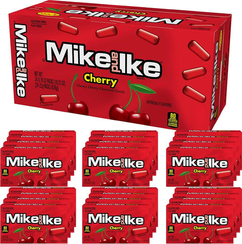 Mike and Ike Cherry Candy, 0.78 Ounce Box (Pack of 24), Red Candy