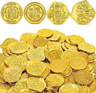 Gold Coins, Plastic Pirate Coins, 320 Pcs, 4 Patterns