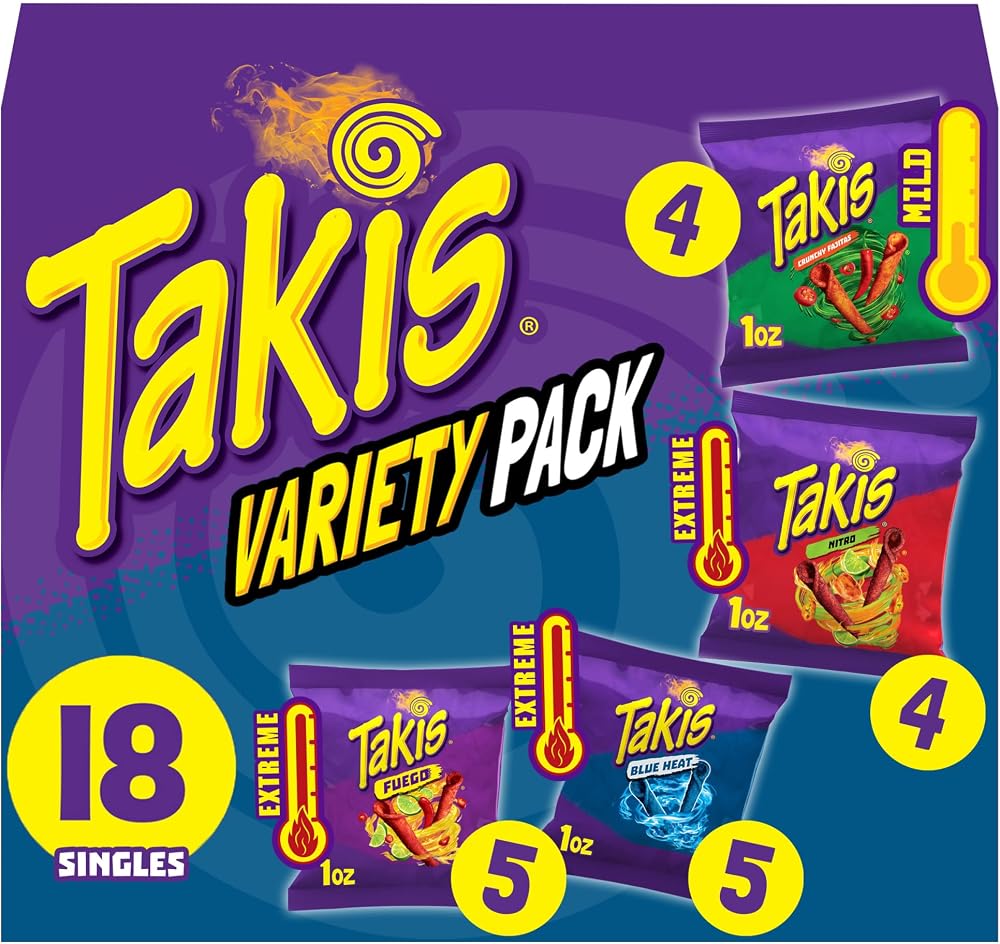 Takis Assorted Variety Pack Rolled Tortilla Chips, 18 Count - Personal Care