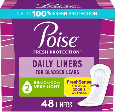 Poise Daily Liners, Incontinence Panty Liners, 2 Drop, 48 ct - Personal Care