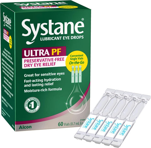 Systane Ultra Preservative Free Lubricant Eye Drops for Dry Eye, 60 Count - Personal Care