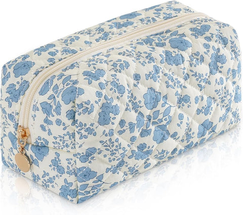 UUYUUY Makeup Bag Travel Toiletry Bag for Women, Small Cosmetic Bags Cute Quilted Cotton Makeup Pouch for Purse Emergency Bag Floral Pencil Case Accessory Bag, Colorful