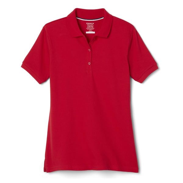 French Toast Girls Short Sleeve Stretch Pique Polo, red, L (14/16P),Plus Girls