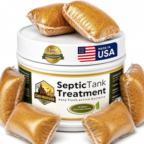 Septic Tank Treatment - 1 Year Supply of Septic Safe Dissolvable Easy Flush Live Bacteria Packets (12 Count) - Best Way to Prevent Expensive Sewage Backups - Made in USA