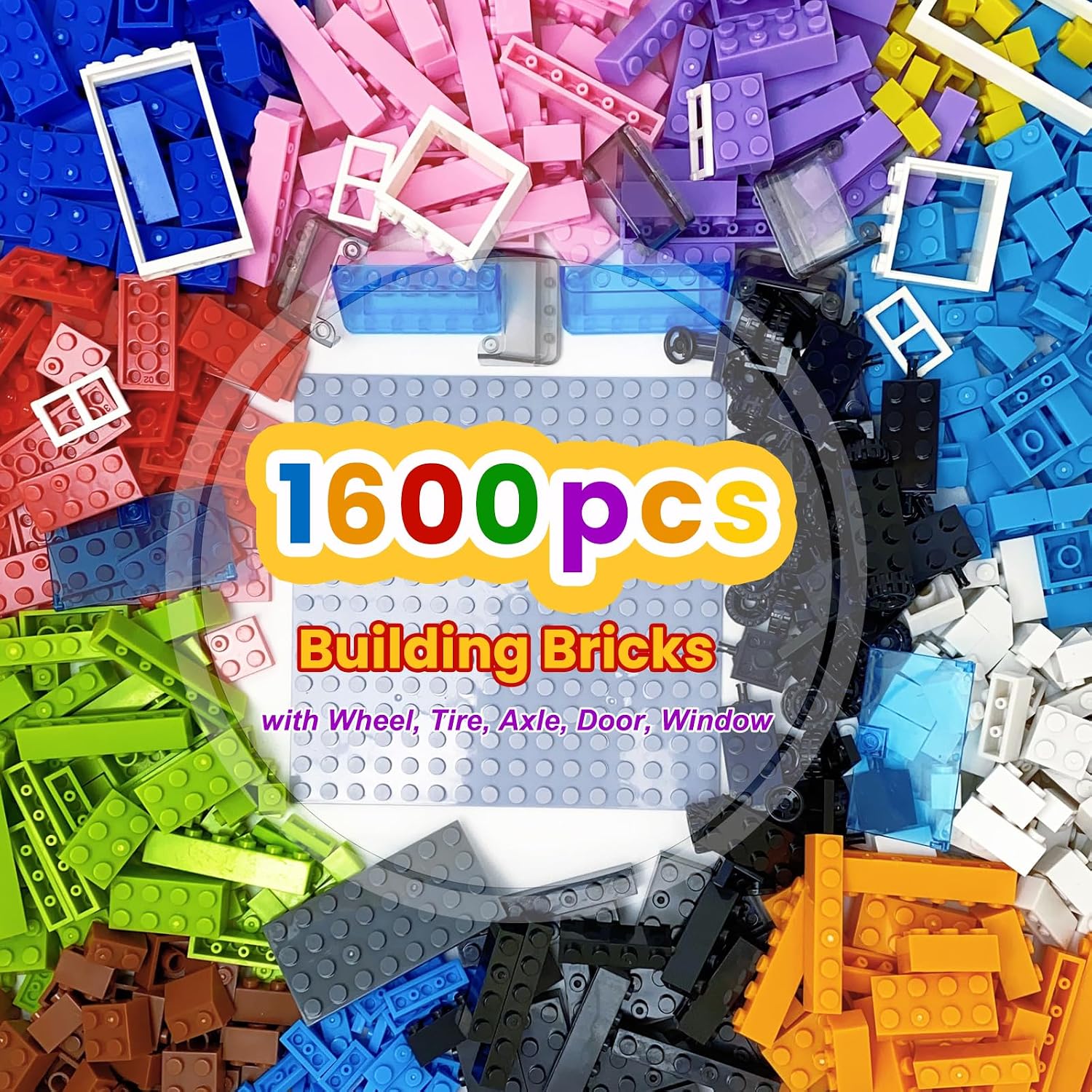 1600 Pieces Building Bricks, Classic Bulk Building Blocks for Kids