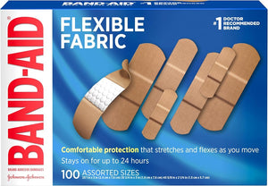BAND-AID Brand Flexible Fabric Adhesive Bandages, Assorted Sizes, 100 Count