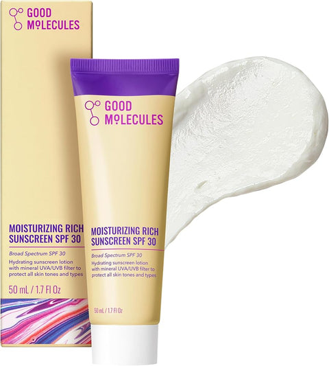 Good Molecules Moisturizing Rich Face Sunscreen Broad Spectrum SPF 30, 1 oz - Personal Care