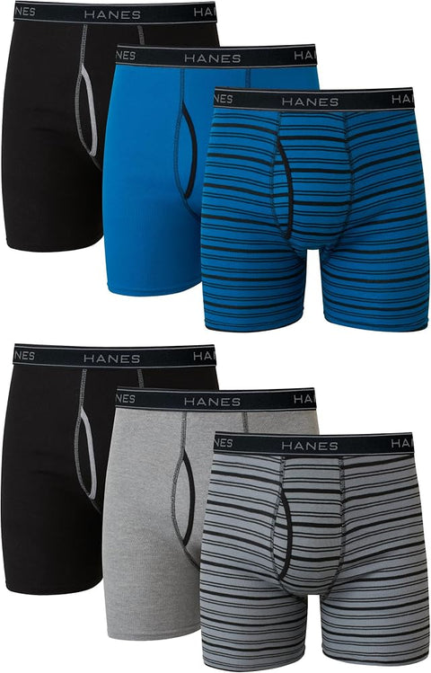 Hanes mens Underwear Boxer Briefs Pack, Cool & Breathable Cotton Moisture-wicking Underwear for Men, No Ride Up - Mens Clothing - Apparel