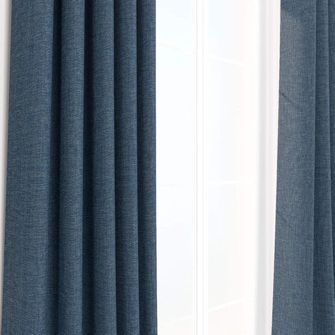 Indigo2ashNY 96" Room Darkening Curtains - Blue Sapphire/Light Blue - Louvre Burlap Linen Weave Chambray Curtain, Drapery Panel & Window Treatment (96" L x 52" W Grommet)