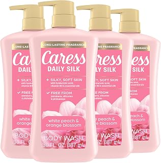 Caress Body Wash With Pump Daily Silk White Peach & Orange Blossom Body Soap for Noticeably Silky, Soft Skin 30 fl oz - Personal Care