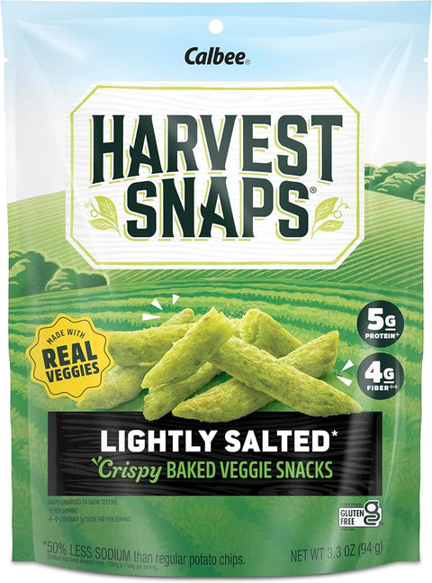 Harvest Snaps Veggie Chips (Green Pea Snack Crisps Lightly Salted, 3.3 oz) | Powered by Plant Protein, Gluten Free, Non-GMO Baked Vegetable Crisps | Made in USA (4 Pack)