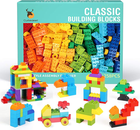 Cutedeer 258 PCS Classic Large Building Blocks for Toddlers, STEM Toy Brick
