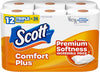 Scott ComfortPlus Toilet Paper, 12 Triple Rolls, 231 Sheets per Roll, Septic-Safe, 1-Ply T - Image 1