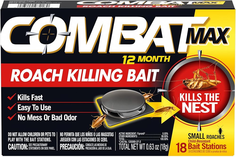 Combat Max 12 Month Roach Killing Bait, Small Roaches, Kill Nest, 18 Count