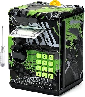 ATM Piggy Bank for Boys Girls, Mini ATM Coin Bank Kids Safe with Password
