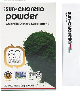 Sun Chlorella Powder, 3g, 90%+ Pulverized Cell Wall, Non-GMO, 30 Packets