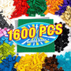 1600 Pieces Building Bricks, Building Bulk Block with 2 Packs 24x24 Studs Sticky Plate and 46PCS Wheel Accessory - Compatible with All Major Bricks, Gfits for Kid - 18 Shape/16 Colo