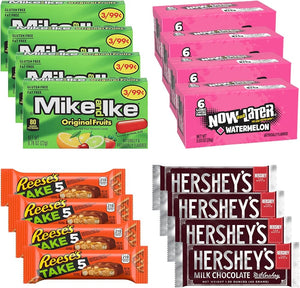 Big TOP DEALS USA Assorted Candy Variety Pack - Mike and Ike Original Fruits, Now and Later Watermelon, Reese's Take 5, Hershey's Milk Chocolate - Individually Wrapped, Fruity Chewy Candy