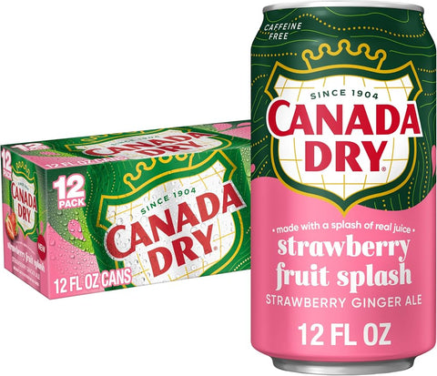 Canada Dry Fruit Splash Strawberry Ginger Ale Soda, 12 Oz Cans, 12 Count