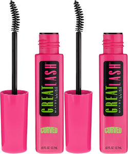 Maybelline New York Great Lash Curved Brush Washable Mascara Makeup, Very Black, 2 Count