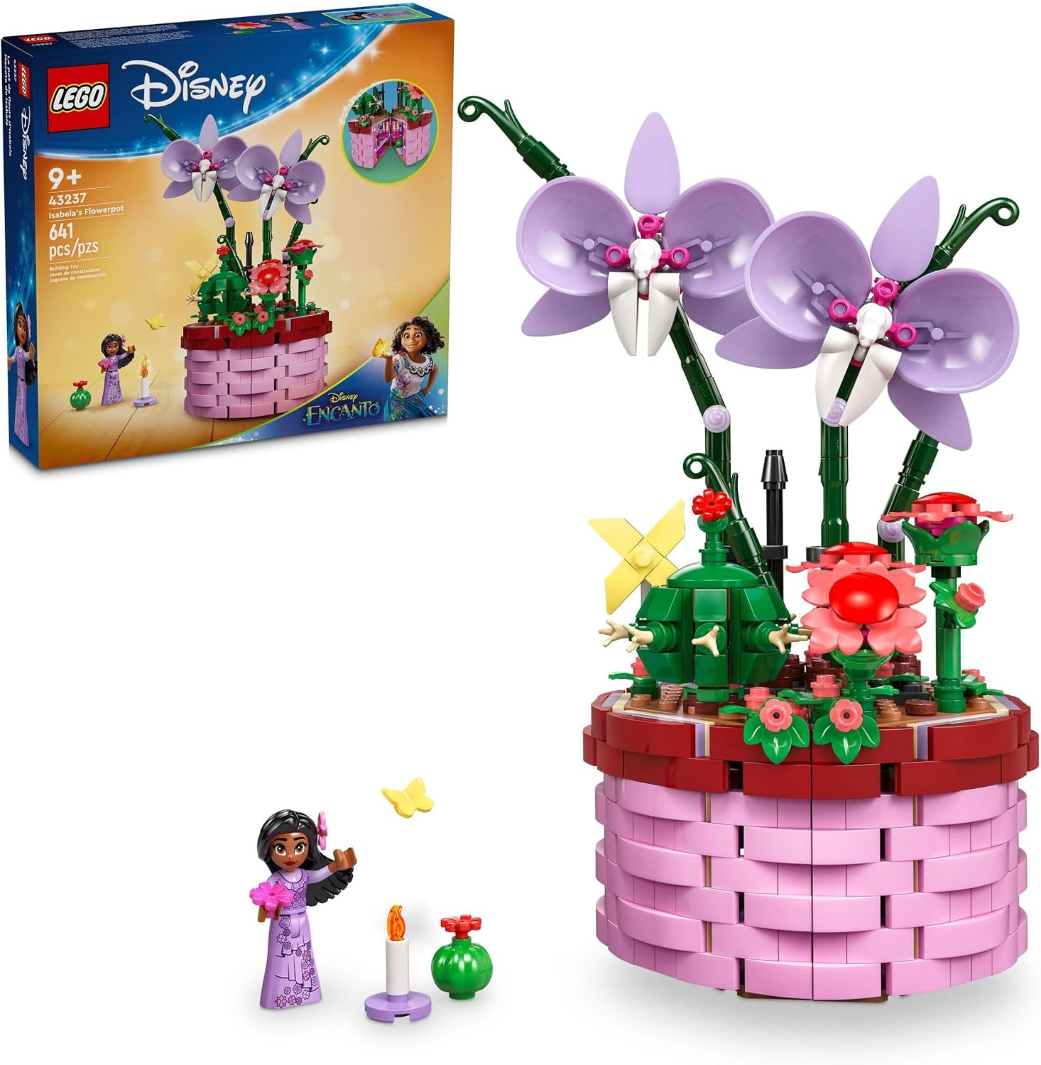 LEGO Disney Encanto Isabela’s Flowerpot, Buildable Orchid Flower Toy for Kids with Disney Encanto Mini-Doll, Toy for Play and Display, Fun Gift for 9 Year Old Girls and Boys, 43237