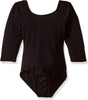 Jacques Moret Little Girls' Dance 3/4 Sleeve Basic Leotard, Black Nylon, Small - Image 1