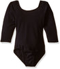 Jacques Moret Little Girls' Dance 3/4 Sleeve Basic Leotard, Black Nylon, Small - Personal Care