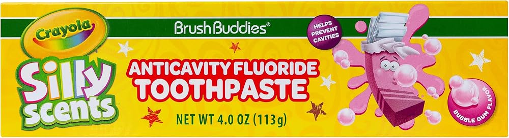 Brush Buddies Crayola Silly Scents Flavored Kids Toothpaste with Fluoride, Anticavity, Bubblegum Flavored for Ages 2+