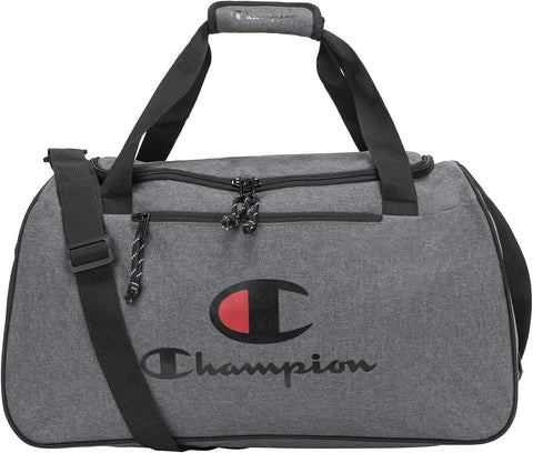 Champion Unisex Adult Logo Duffel Bags, Granite Heather/Scarlet, One Size US