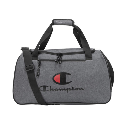 Champion Unisex Adult Logo Duffel Bags, Granite Heather/Scarlet, One Size US - Personal Care