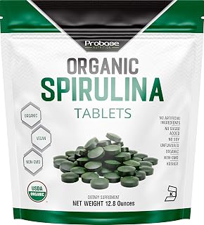 Organic Spirulina Tablets, 720 Tablets (4 Month Supply), Rich in Vegan Protein, Vitamins & Prebiotics