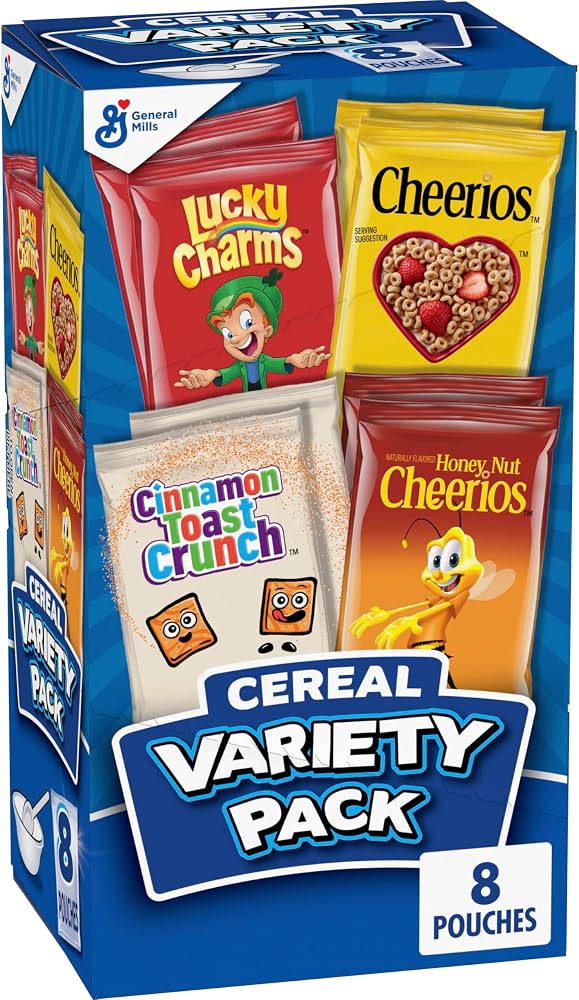 General Mills Cereal Variety Pack, 8 Pouches, 9.1 oz