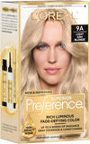 L'Oreal Paris Superior Preference Luminous Fade-Defying Permanent Hair Color, Hair Dye For Up to 9 Weeks of Radiance, Light Ash Blonde 9A, 1 Hair Dye Kit