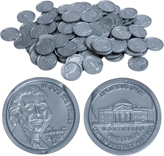 LEARNING ADVANTAGE Play Nickels, 100 Plastic Coins