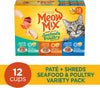 Meow Mix Paté & Shreds, Seafood & Poultry Wet Food Variety Pack, 12 Cups - Image 2